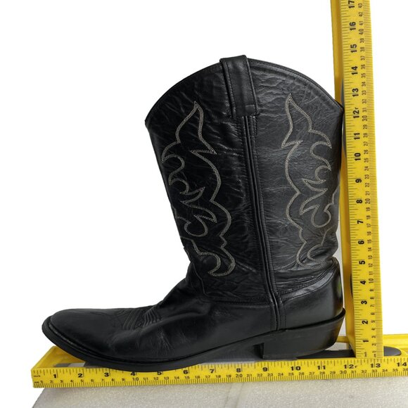 Old West Black Leather Western Cowboy Biker Boots Men's 11 D - Picture 11 of 13